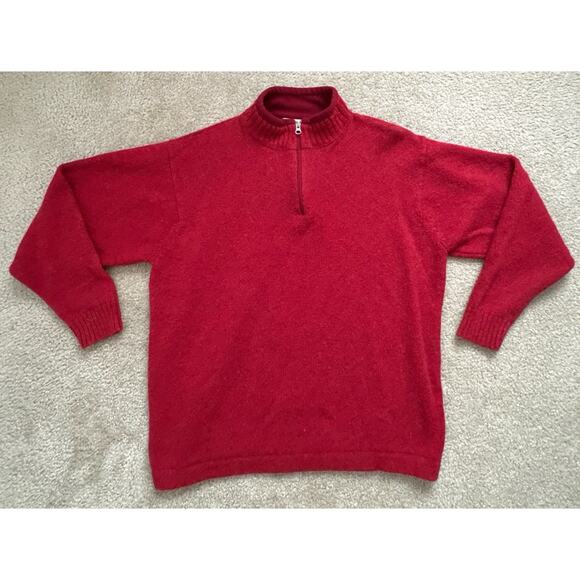 Wool rich Woolrich Wool Quarter Zip Sweatshirt Pullover Red Men’s Large - Picture 1 of 5